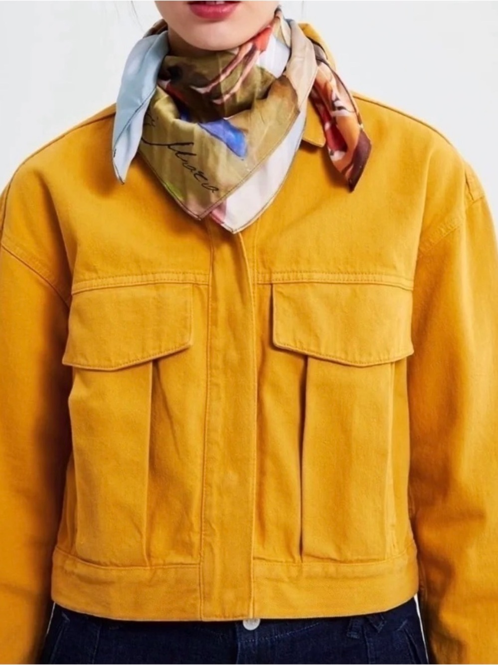 Zara Mustard Yellow Utility Jean Jacket